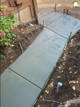 Fresh concrete sidewalk pathway